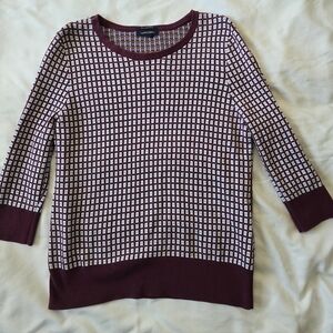 Women's Land's End Plaid Crewneck Cotton Sweater sz Large